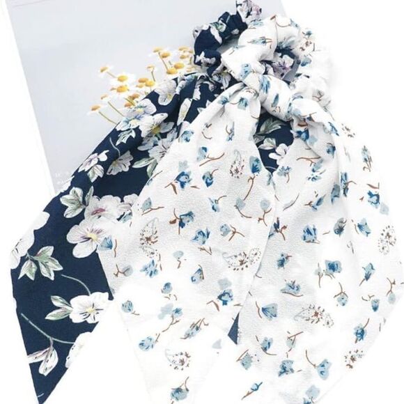 5/$25 Floral White SCARF SCRUNCHY - Picture 3 of 4